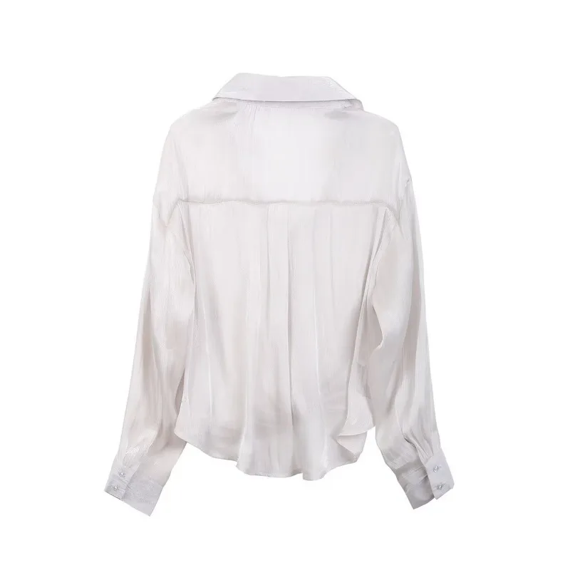 Белая блузка TRAF ZR 2024 Женские винтажные Роскошные шикарные блузки для леди