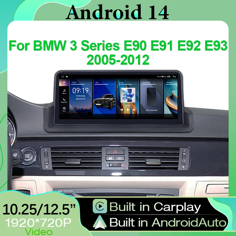 Android 14 Car Play для BMW 3 серии E90 E91 E92 E93 Автомобильный радиоприемник видеоплеер