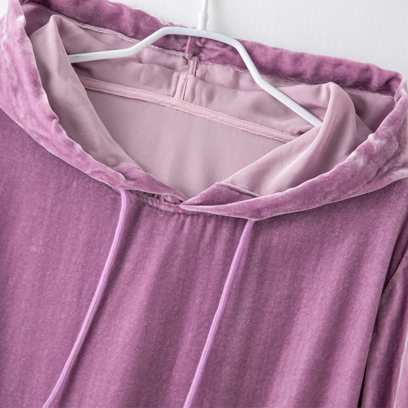 Женская Осенняя толстовка из натурального шелка тутового шелкопряда с длинным