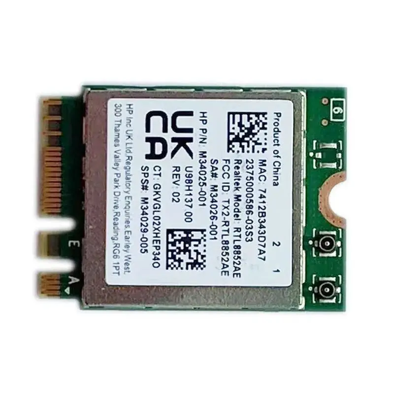 Беспроводная сетевая карта NN 2026 Rtl8852Ae M34026 001 Wi-Fi 6 двухдиапазонная 2.4G5G 802.11acax MU-MIMO Bluetooth 5.2 для настольных ПК и ноутбуков (art.: 3920dc59bf671) - 3920dc59bf671