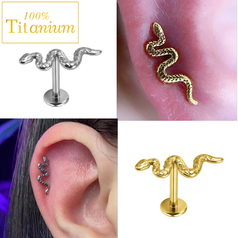 Серьги-гвоздики в виде змеи для ушей G23