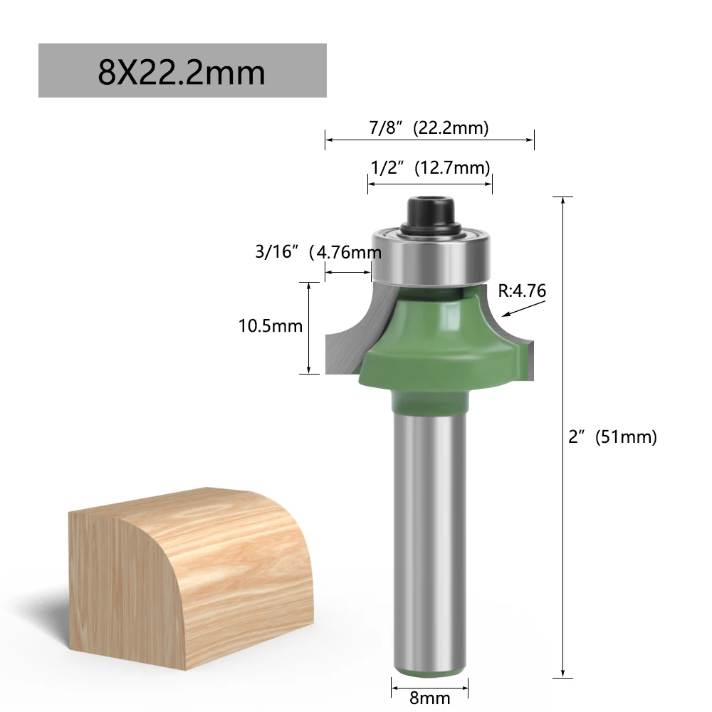 LAVIE 1 шт. 8 мм закругленная угловая фреза с подшипником для деревообрабатывающего инструмента, фреза MC02022