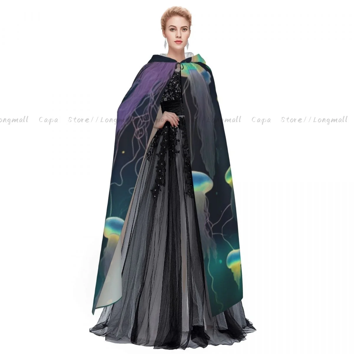 Неоновый красочный плащ в виде медузы с капюшоном карнавальный костюм на