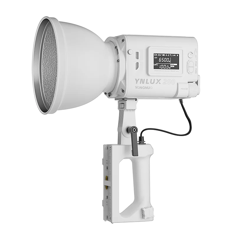 Фото YONGNUO LUX200 YNLUX200 200 Вт 2700K-6500K Ручной уличный светодиодный студийный видеосвет с креплением Bowens и адаптером питания с ручкой №2