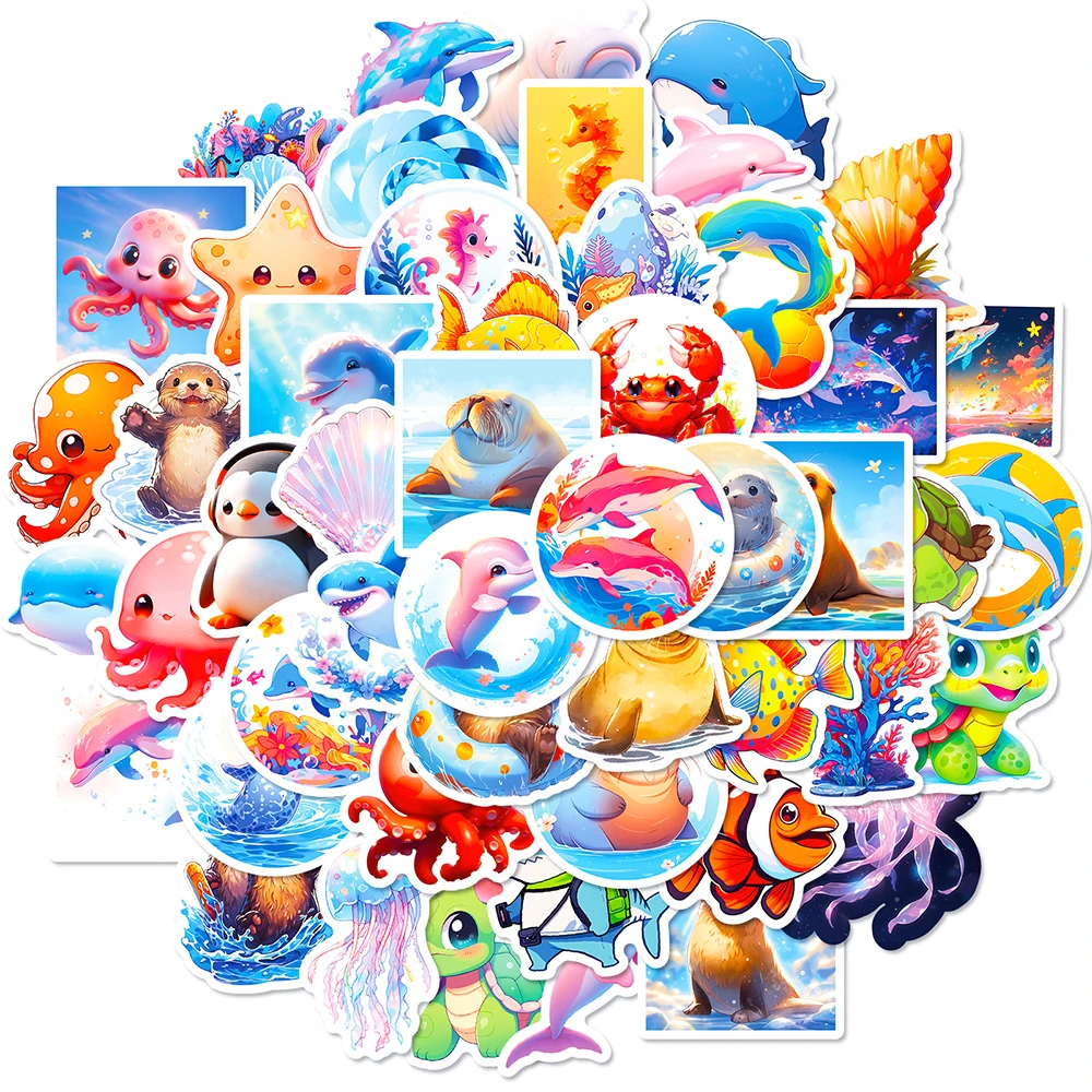 

10/50Pcs Cartoon Cute Marine Animal Shark Varied Graffiti Stickers DIY Scrapbooking Helmet Notebook Skateboard Decoration Decals