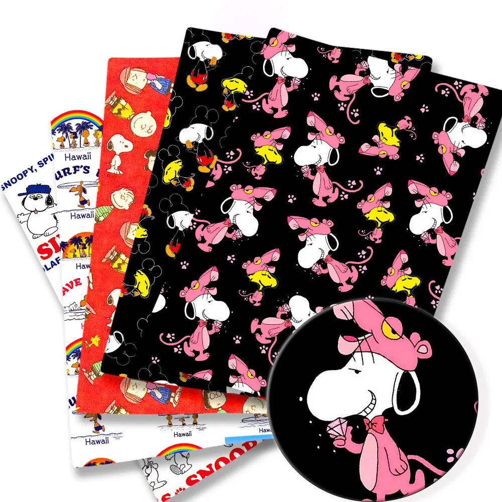 

TAKARA TOMY Snoopy Cartoon Fabric140*50cm Handmade Sewing Patchwork Quilting Baby Dress Home Sheet Printed Fabric Fabric