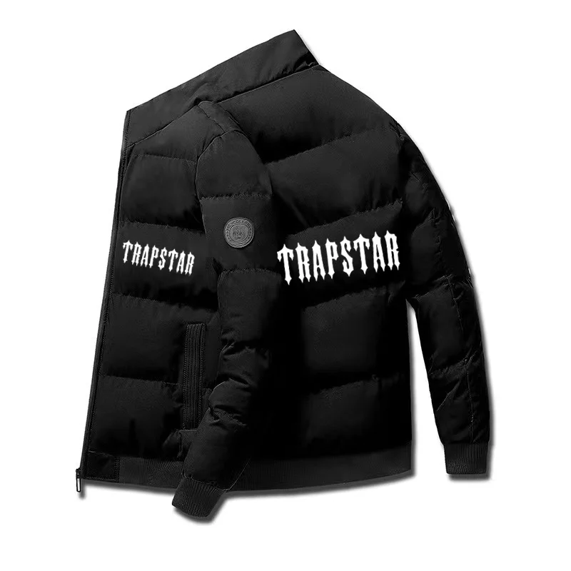 

2023 New Men TRAPSTAR Brand Parka Cotton Coat Autumn Winter Casual Mens Stand up Coats Print Stand Collar Men's Cotton