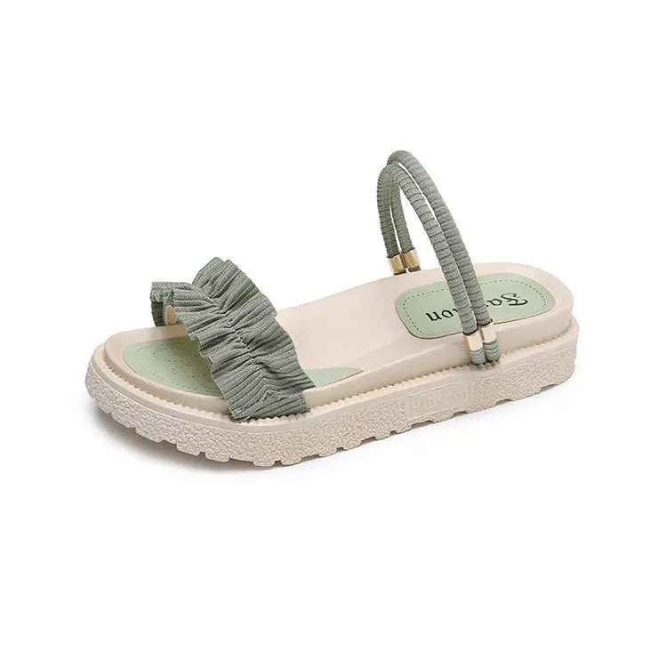 

Summer Ladies Sandals Ruffled Sweet Slippers Thick Sole Slippers Outdoor Lightweight Fashion Sandals Slippers Dual-Use Shoes