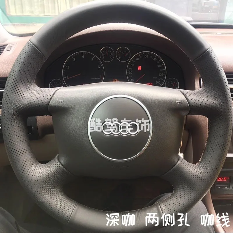 

Для Audi A6 2001-2004 A3 2000-2003 A4 B6 2002 Сделай Сам прошитая вручную черная серая натуральная кожа Нескользящая кожа