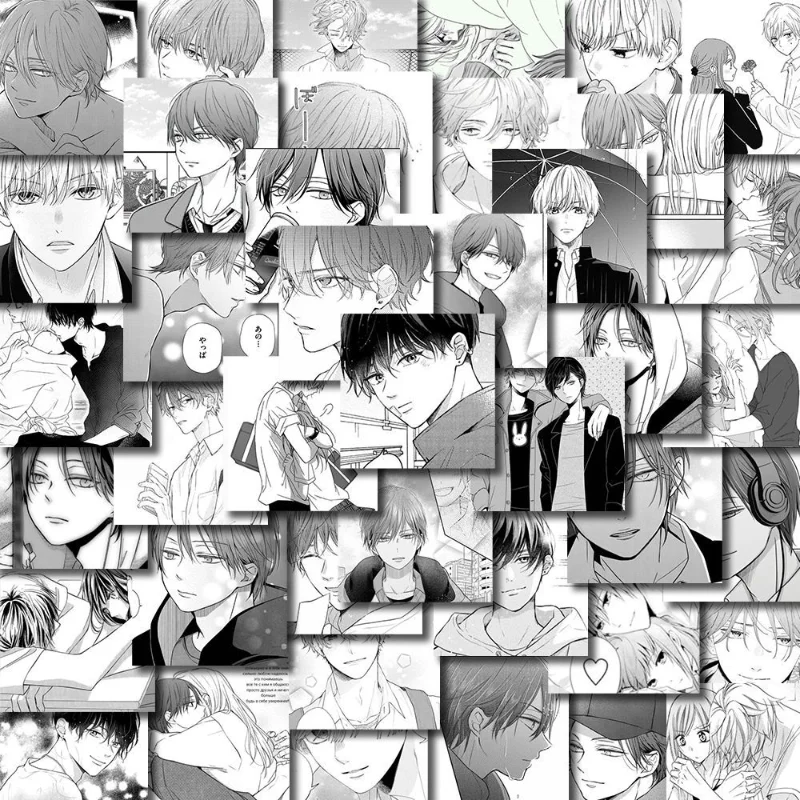 

Loving Yamada At LV999 Anime Sticker Kinoshita Akane Yamada Akito Sasaki Eita Black White Stickers Cute Laptop Phone Case Decor