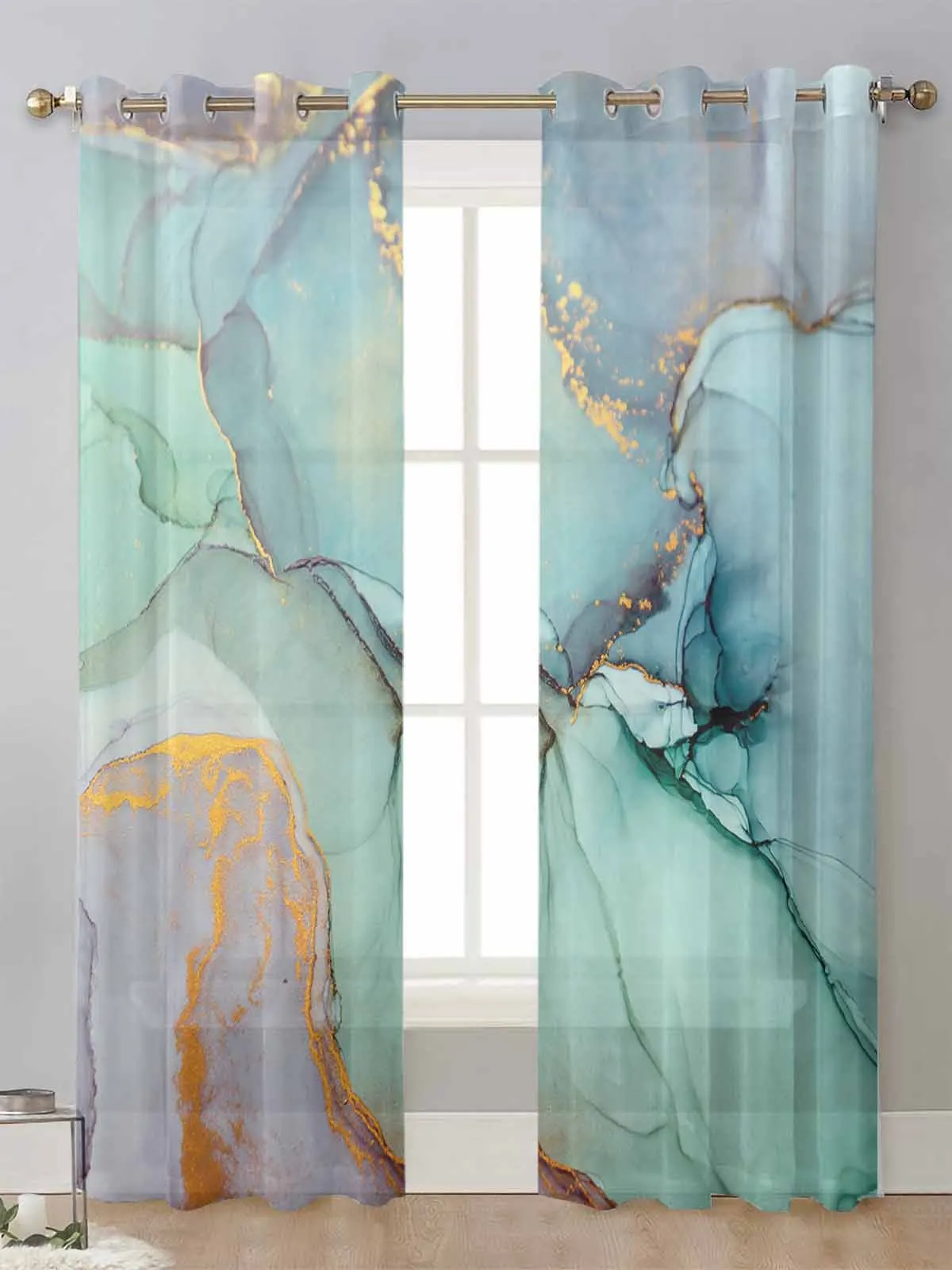 

Marble Turquoise Sheer Curtains For Living Room Window Screening Transparent Voile Tulle Curtain Cortinas Drapes Home Decor