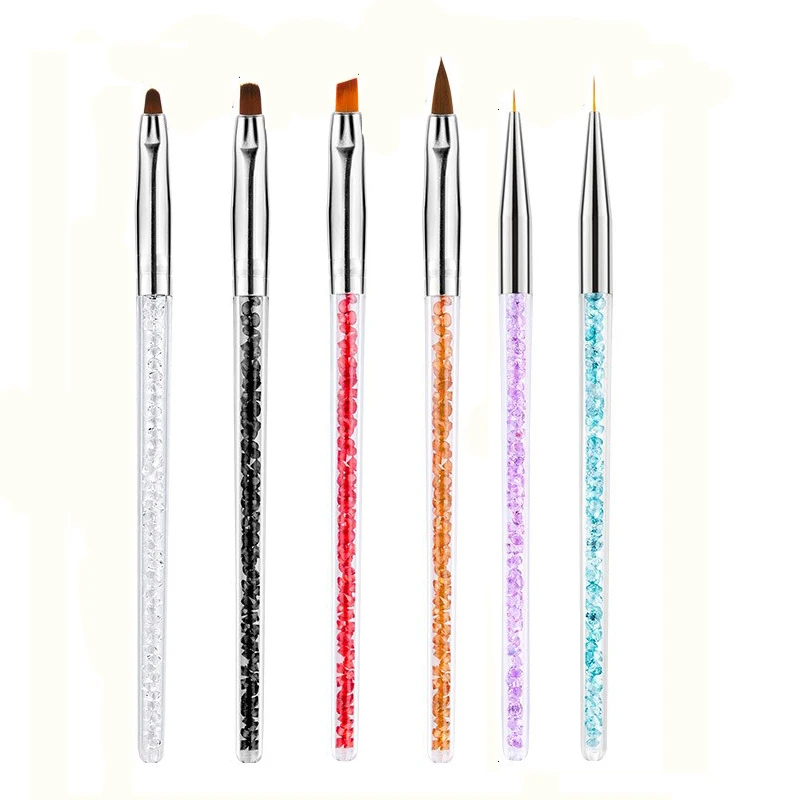 

Nail Art Brush Set Professional UV Gel Nail Painting Brushes with Rhinestone Handle Nail Liner Brush Nail Drawing Pen 1PCS