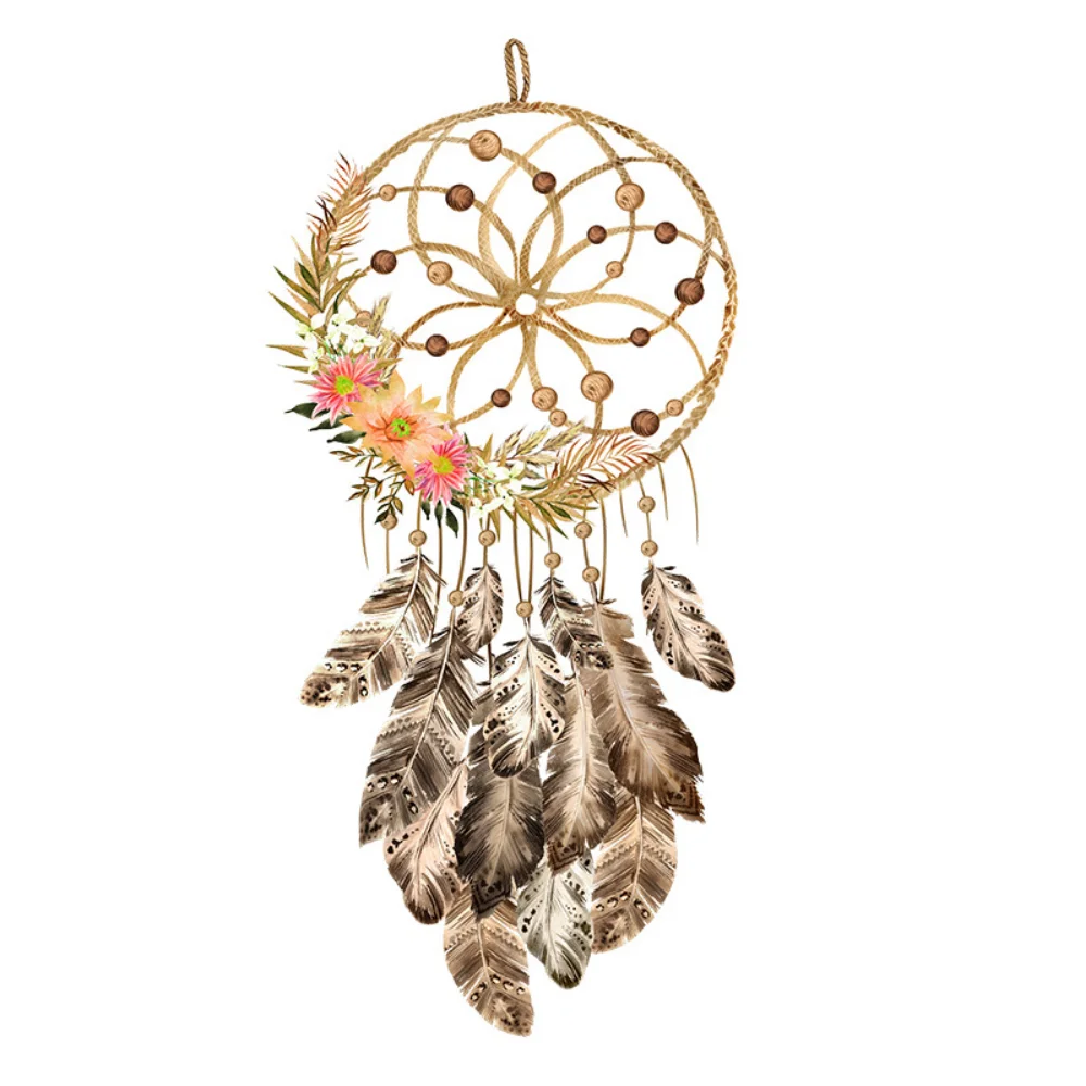 

Raymeel 3D Dreamcatcher Feather Ethnic Style Wall Stickers Home Decorations Bedroom Living Room Entranceway Background Ambiance
