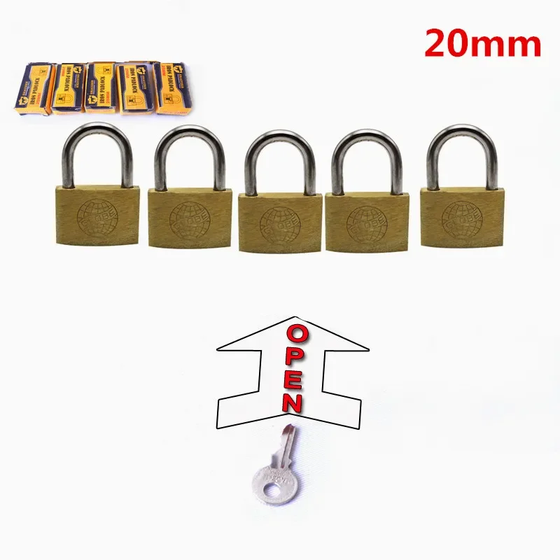 

NEW free shipping 5 PC 20mm padlocks open by same keys Copper locks padlock for drawer luggage case box Hardware