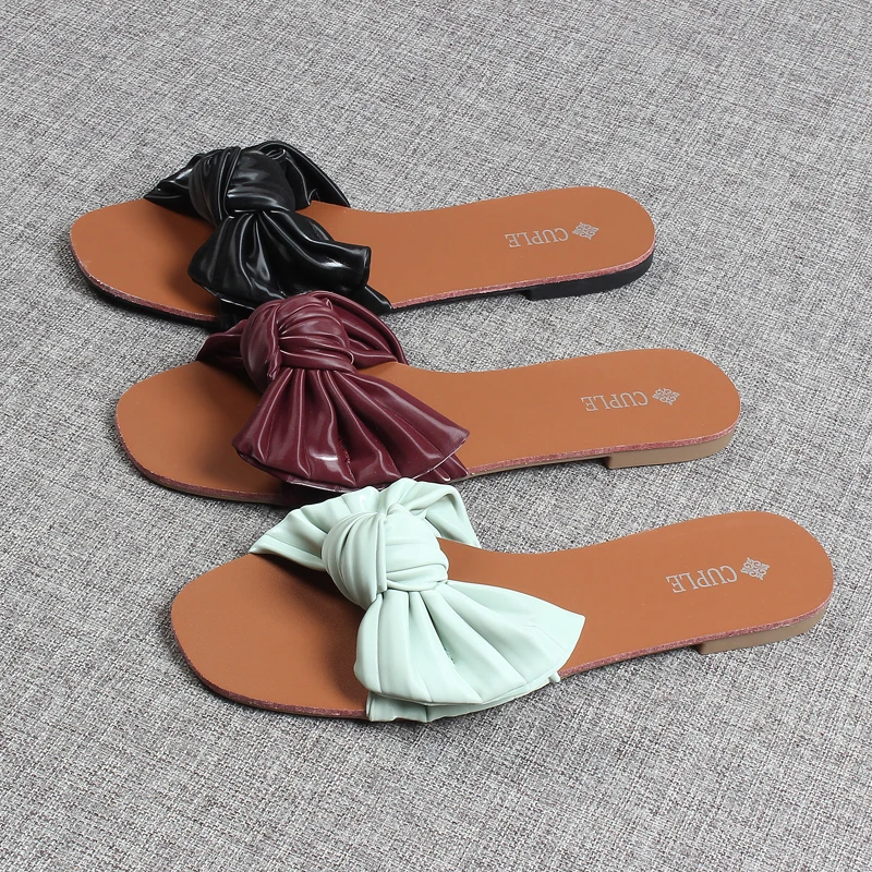 

Shoes Woman 2022 Big Size Butterfly-Knot Rubber Flip Flops Slippers Flat Hawaiian Basic Slides Butterfly-knot PU TPR Shoes Woman