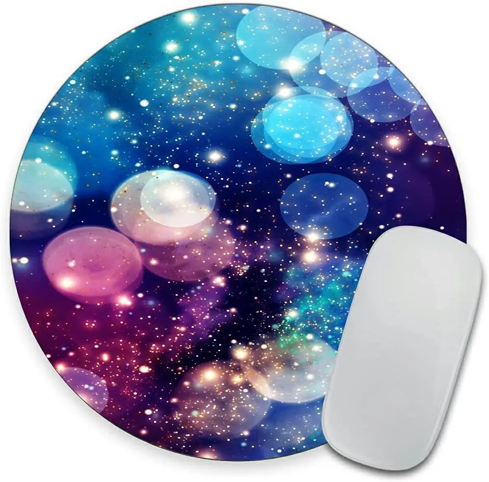 

Colorful Starry Sky Round Mousepad Cute Waterproof Circular Non-Slip Rubber Base Mouse Pad Mousepad for Laptop Computers