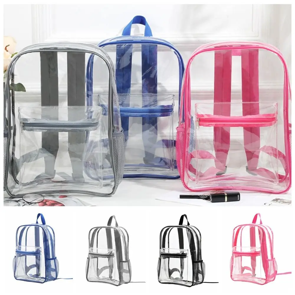 

Visible Transparent Backpack Casual Waterproof Large Capacity Clear Backpack Pvc Soft Handle Sports