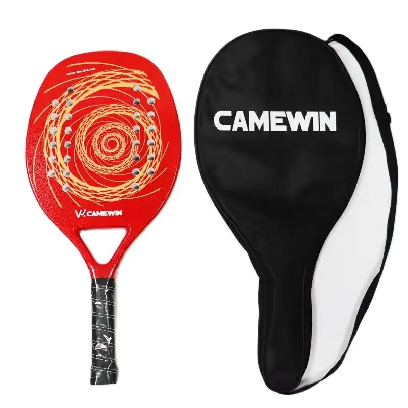 

2021 New Professional Carbon Beach Tennis Racket Paddle Soft EVA Friction Face Raqueta With Bag Red Adult Sporting Goods Padel