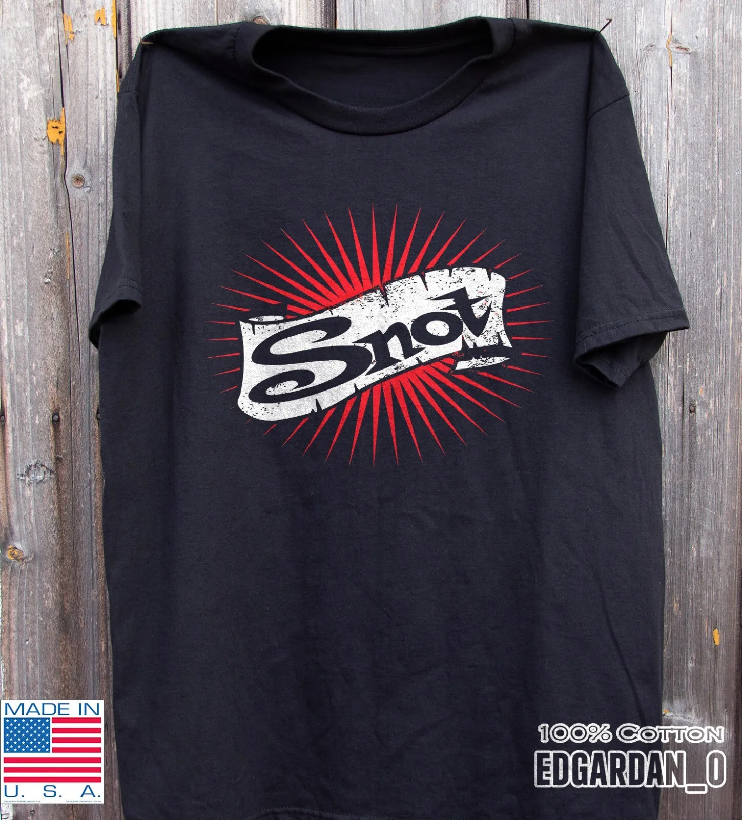 Фото Черная футболка унисекс из плотного хлопка с логотипом Snot American Band, размер S-5XL №1