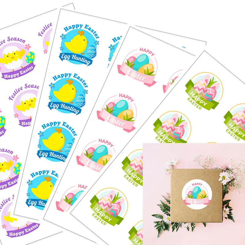 

24/48 шт., пасхальные наклейки в виде кролика