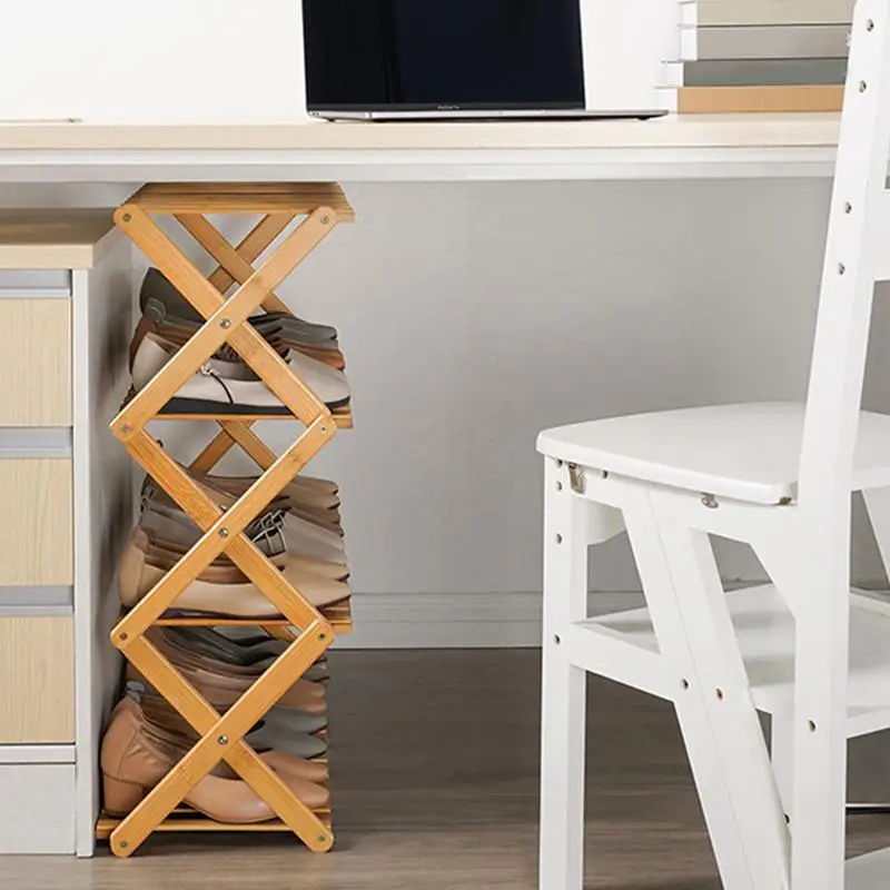 

Foldable Shoe Rack Multi-tier Wooden Shoe Rack Shoe Rack Make Of Bamboo Suitable For Living Room Balcony And Bathroom As