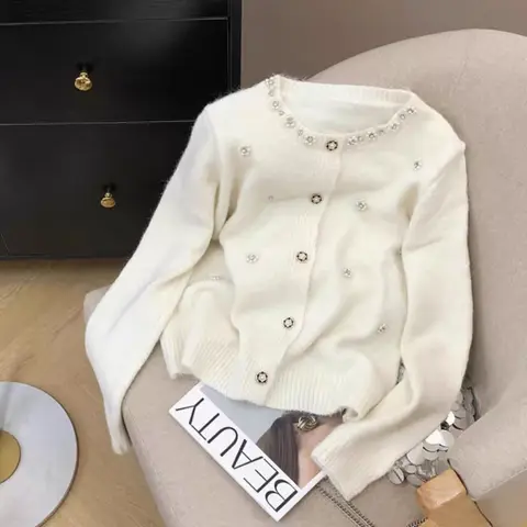 Neploe Loose Diamonds универсальные свежие тяжелые топы теплый пушистый джемпер с небольшим ароматом Harajuku Y2K милый повседневный кардиган