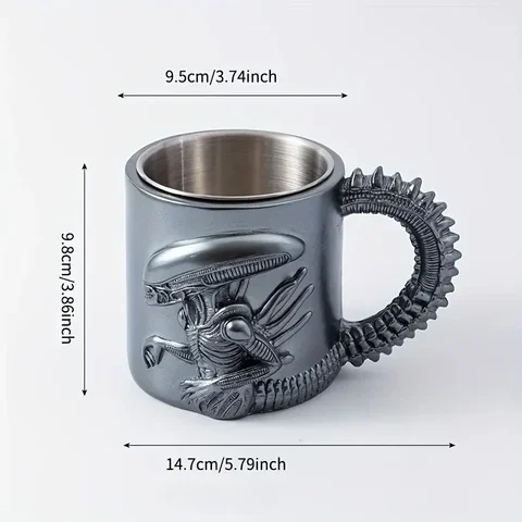 Кружка Xenomorph, кофейная кружка в форме инопланетянина с держателем, креативный домашний декор, настольное украшение, 3D графический дизайн, кружка из смолы для напитков