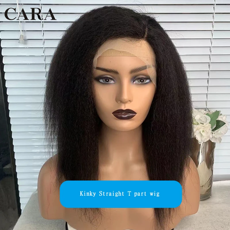 Kinky Straight Lace Frontal wigs Coarse Yaki Pixie Short Cut Bob For Black Women Blowout Transparent HD Lace Front Human Hair