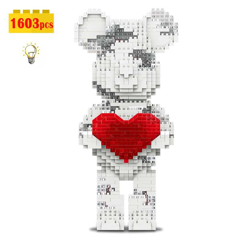 

Bearbrick микрочастицы love Bear Nano строительные блоки MOC Mini животные модель микро алмазные блоки 1603 шт. игрушки для детей
