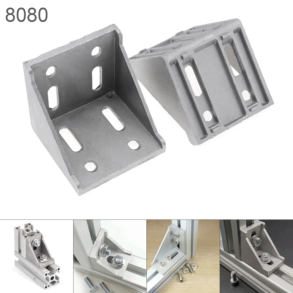 

8080 Corner Fitting Angle Aluminum L Shape Right Angle Support Connector Bracket Extrusion Match Use Industrial Aluminum Profile