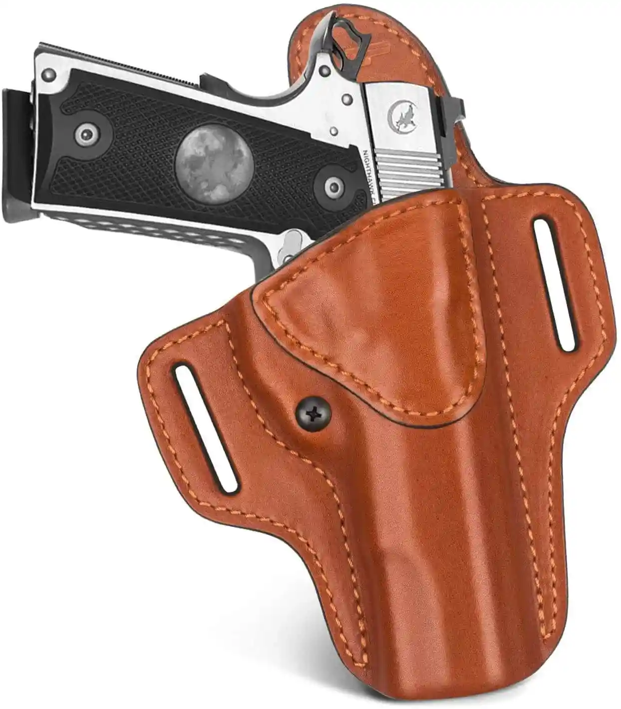 

1911 Leather Holster Premium Leather Handmade OWB Holster for Belts Fits All 1911 with 5" Barrel No Rail Pistol Concealed Carry