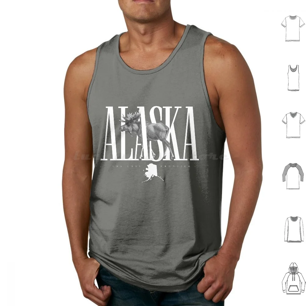 

Alaska-The Last Frontier ( Dark ) Tank Tops Print Cotton Vintage Moose Welcome Denali National Park Anchorage Juneau