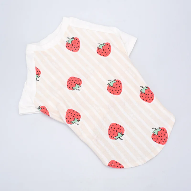 

New summer pet clothes dog clothing vest stripe short sleeve casual suit