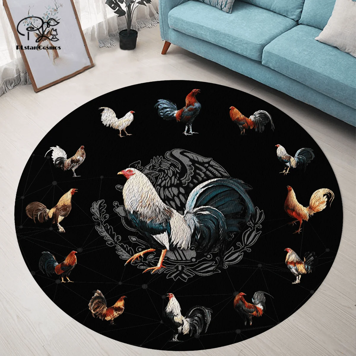 

Rooster Lover Funny Animal Circle Round Rug Newest 3D Area Rug Non-slip Mat Floor Dining Room Living Room Soft Bedroom Carpet -2