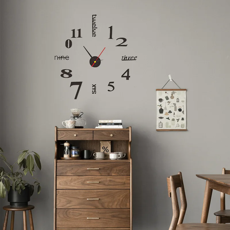 

2020 Modern Design Large Wall Clock 3D DIY Quartz Clocks Fashion Watches Acrylic Mirror Stickers Living Room Home Decor Horloge
