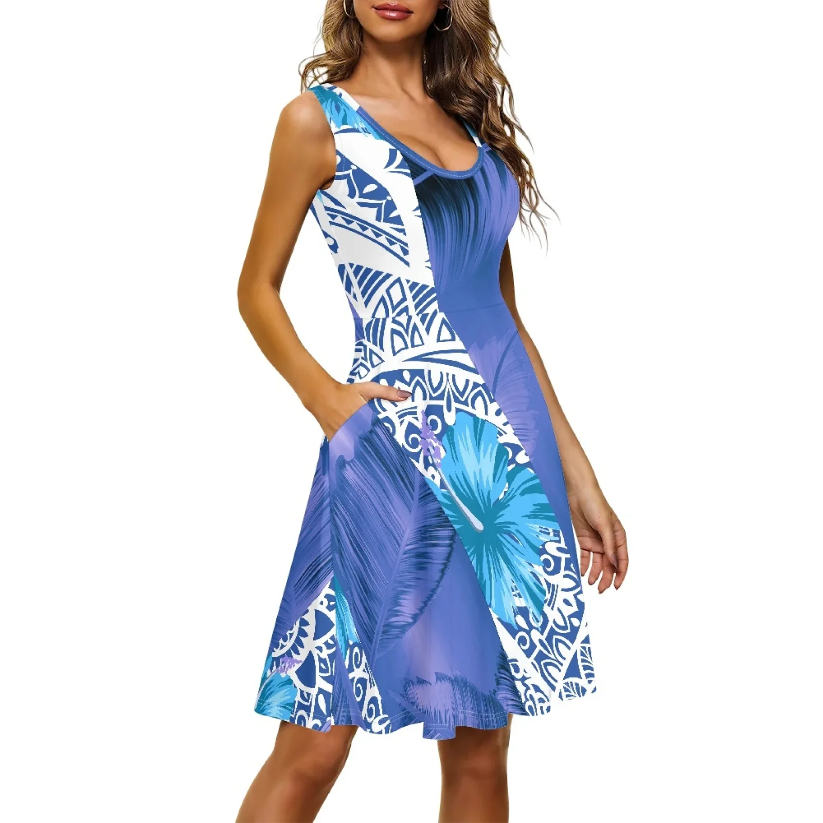 Винтажное платье на бретельках без рукавов с принтом татуировок