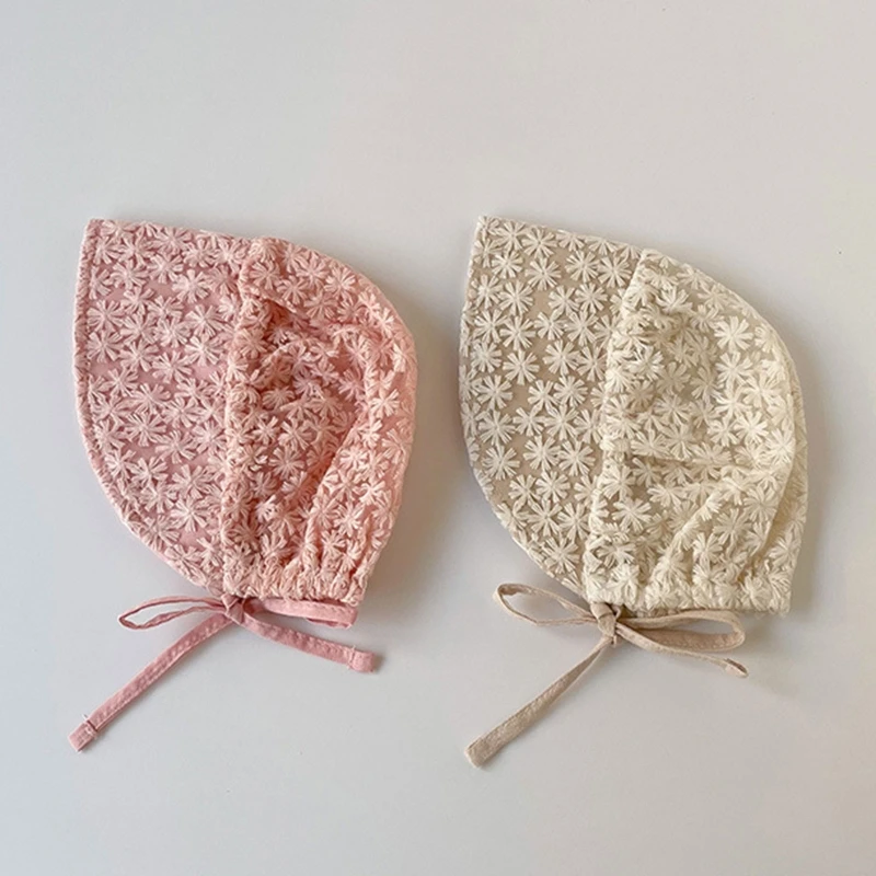 

Toddler Girl Sun Protection Hat Bonnet Hat Breathable Mesh Lace Cap with Wide Brim Retro Headwear Hairdress Skin-Friend