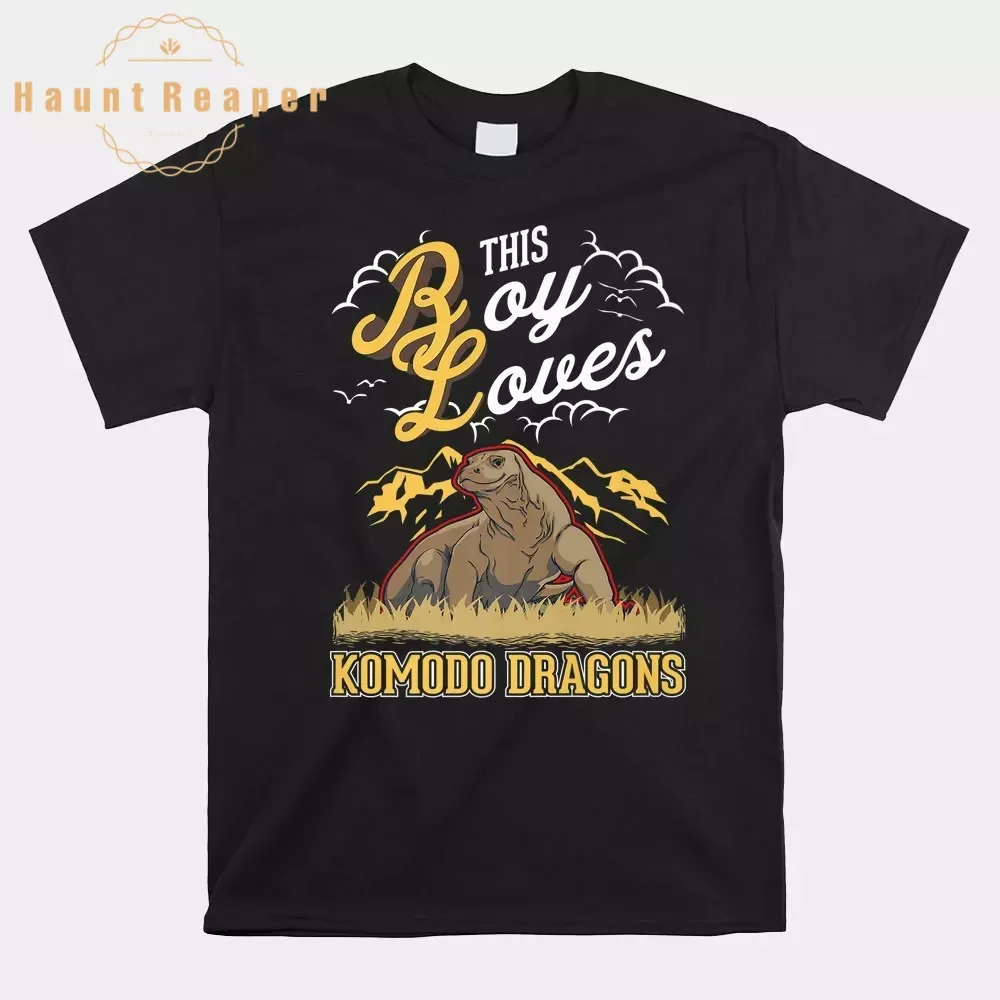 Мужская футболка с надписью Haunt Reaper рубашка This Boy Loves Komodo Dragon мужские хлопковые