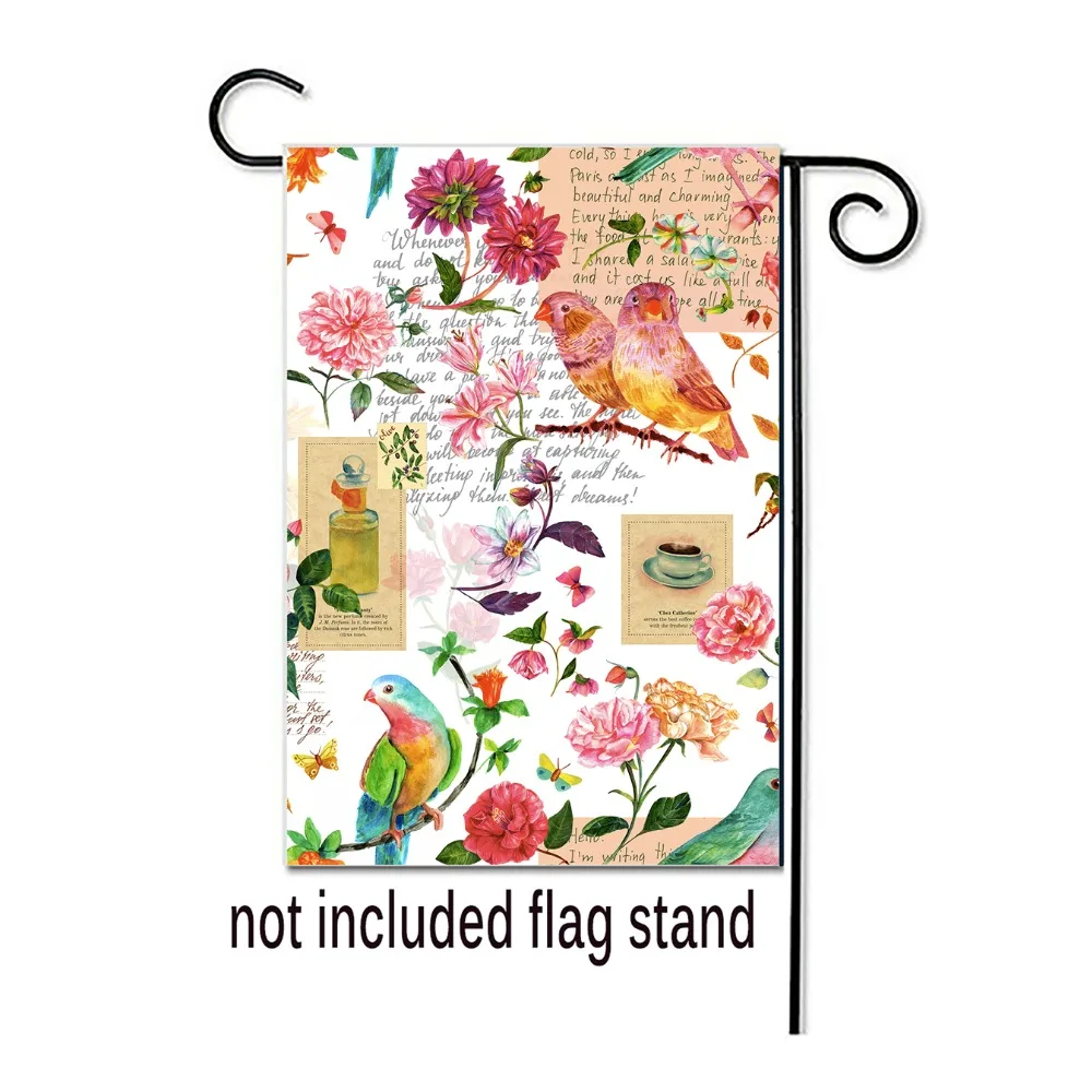 

Декоративный Садовый флаг Hello Spring, флаги для улицы и помещения из 100% полиэстера, дизайнерский баннер с принтом птиц и цветов для двора