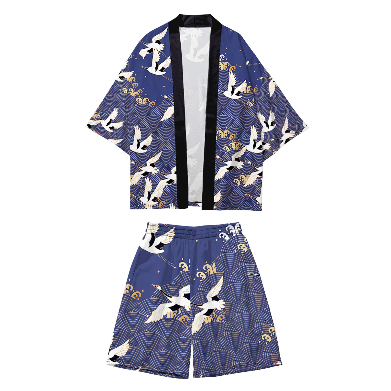 

Wool Suit Pants Mens Urban Leisure Relaxed Antique Digital Printing Kimono Cassock Cardigan Mens Suit Pants Pleated Poly Wool