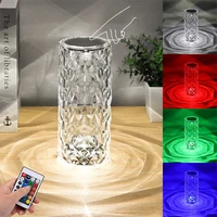 rgb crystal night light table lamp usb rechargeable led rose projector nightlights romantic bedroom touch control bar room decor