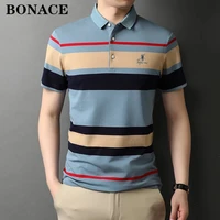 high end brand striped color matching embroidery designer mens polo shirt short sleeve casual tops 2021 new trend mens wear