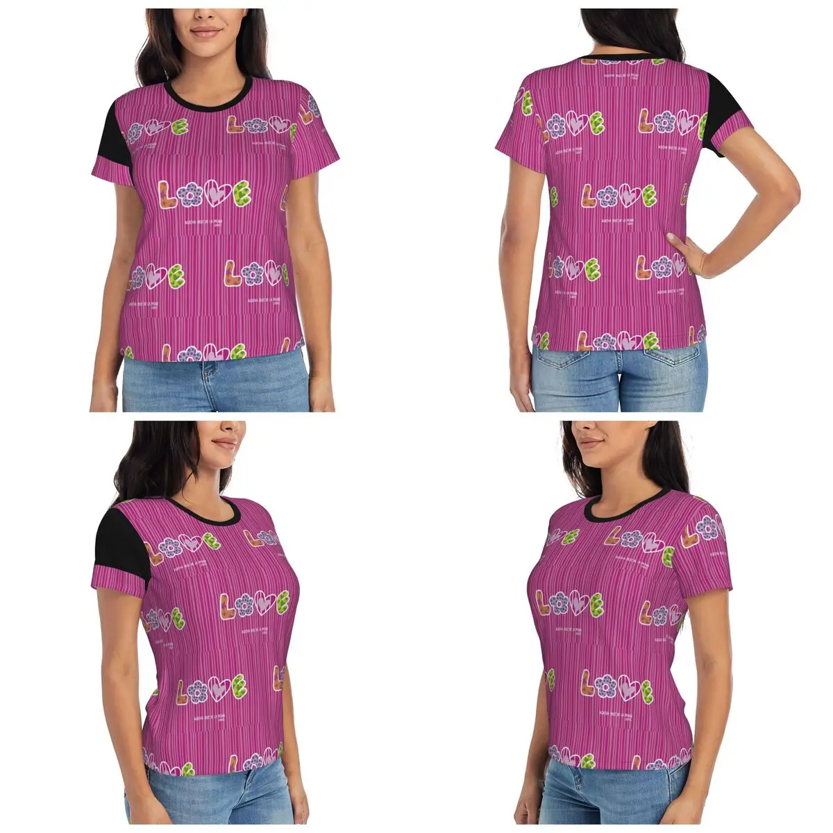 Фото Футболка с узором Agatha Ruiz-De La-Prada, женские футболки с короткими рукавами, одежда с круглым вырезом, хлопковые летние футболки, уличная одежда №1