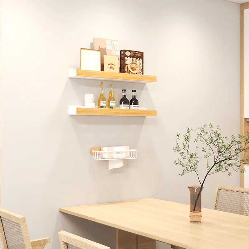 

Multi-purpose Cosmetic Bathroom Wood Kitchen Solid Toilet Shower Room Nordic Storage Shelf Shelf Style Wall-mounted Rack