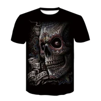2022retro style 3dt shirt mens tops hip hop horror 3d printing skull t shirt mens skull t shirt punk style skull