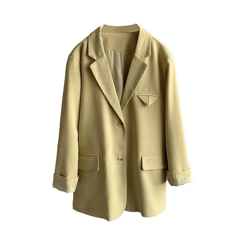 Women Loose Solid Color Suit Jacket Female Candy Color Korean Casual Suit Jacket Woman Harajuku Long Sleeve 2023 Spring Fall New
