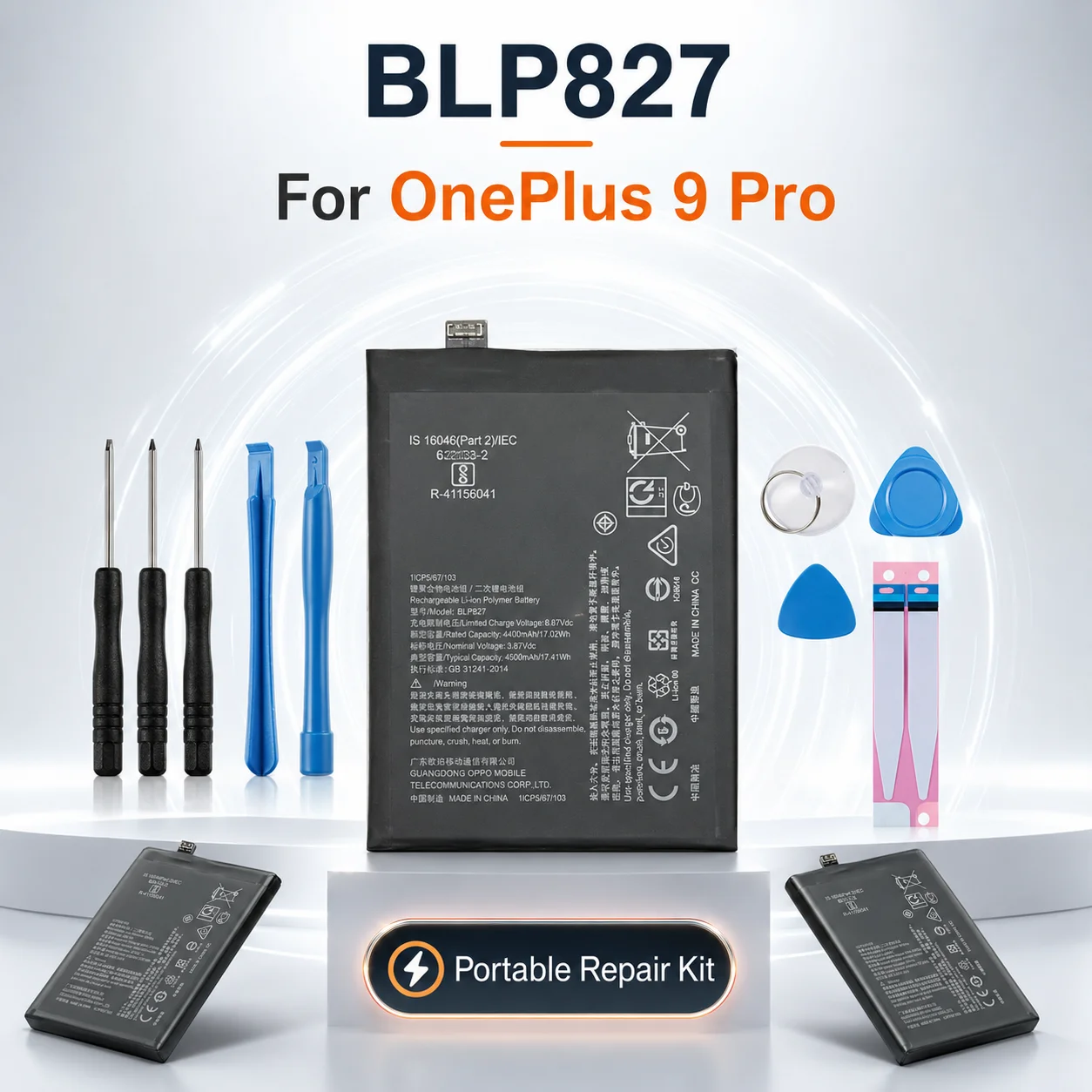 Фото Высокоемкий внутренний аккумулятор BLP827 емкостью 4500 мАч для OnePlus 9 Pro, сменная батарея с бесплатным набором инструментов №4