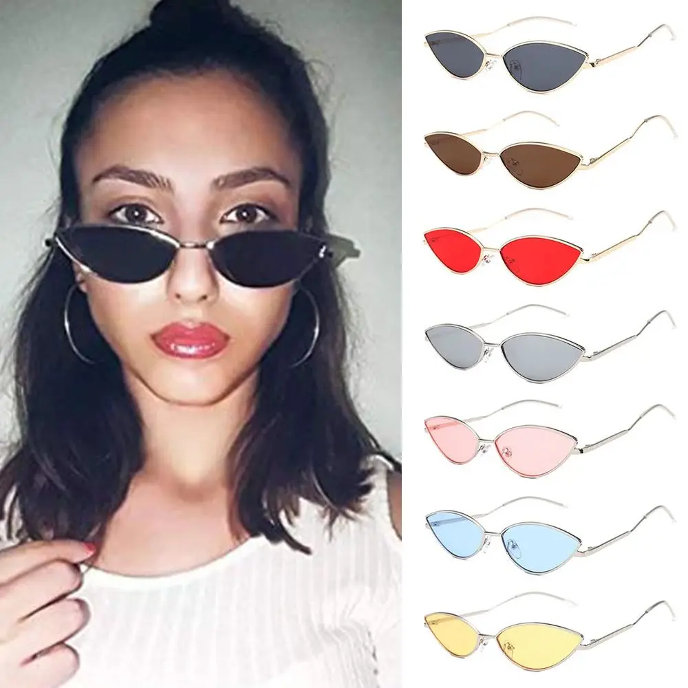 

Petals Shape Arc Temple Design Cat Eye Metal Sunglasses Trendy UV400 Small Sun Glasses Colorful Retro Shades for Women & Men