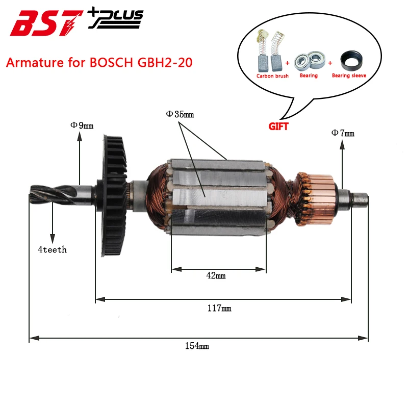 

Rotor/Armature For BOSCH GBH2-20 Rotary Hammer AC220V-240V