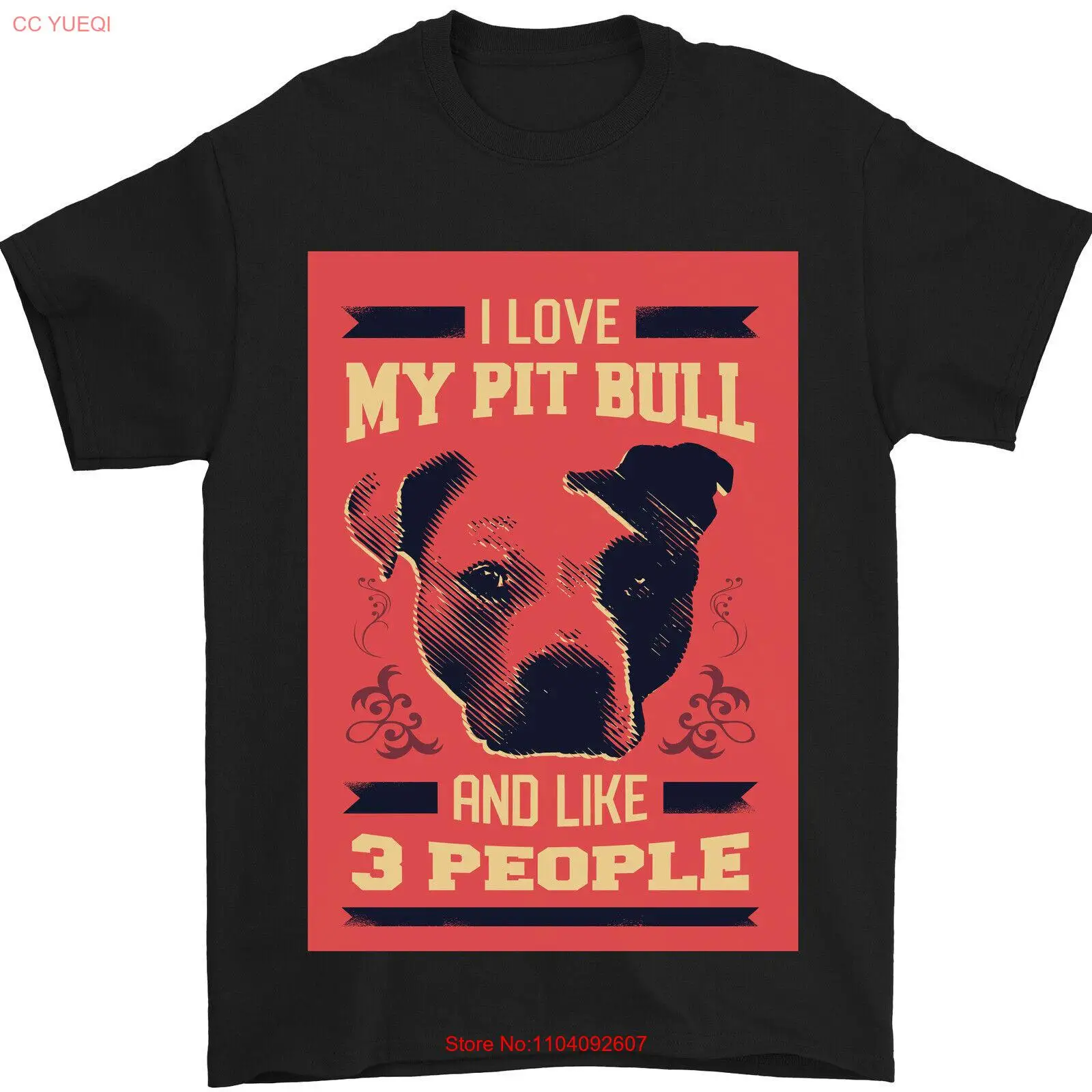 I Love My Pitbull &amp 3 People Funny Mens T-Shirt 100% Cotton